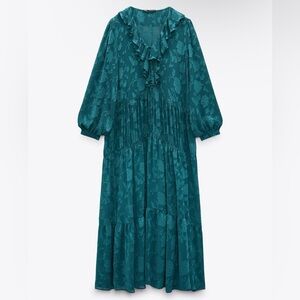 Zara Ruffled Long Jaquard Dress